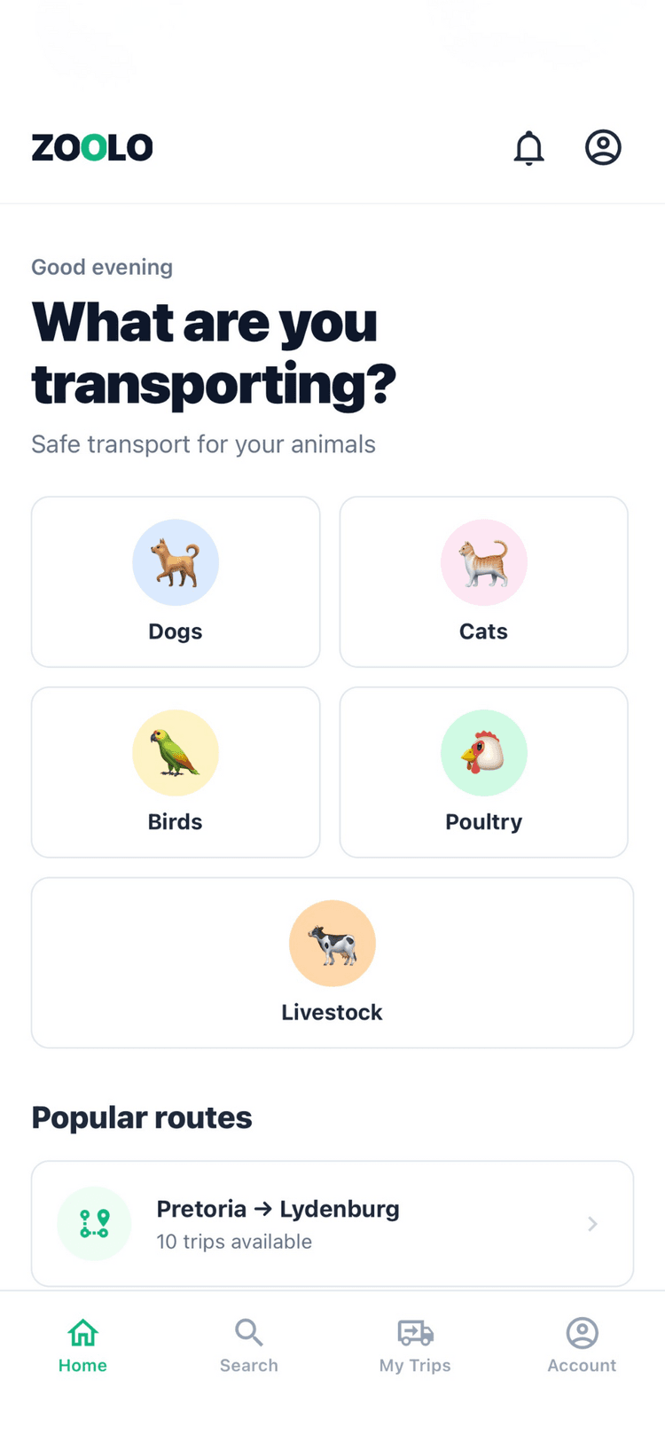 Book transport in seconds